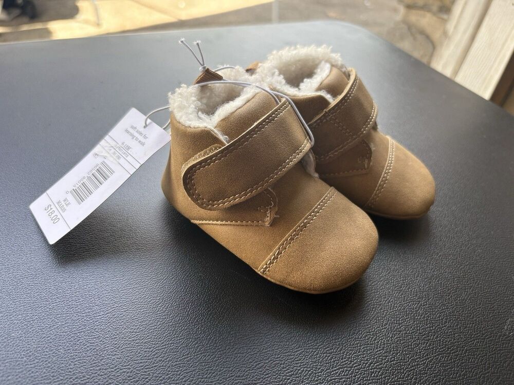 Carter’s Tan Soft Boots Baby Boy 6-12M Shoes Lightweight Child of Mine NWT NEW